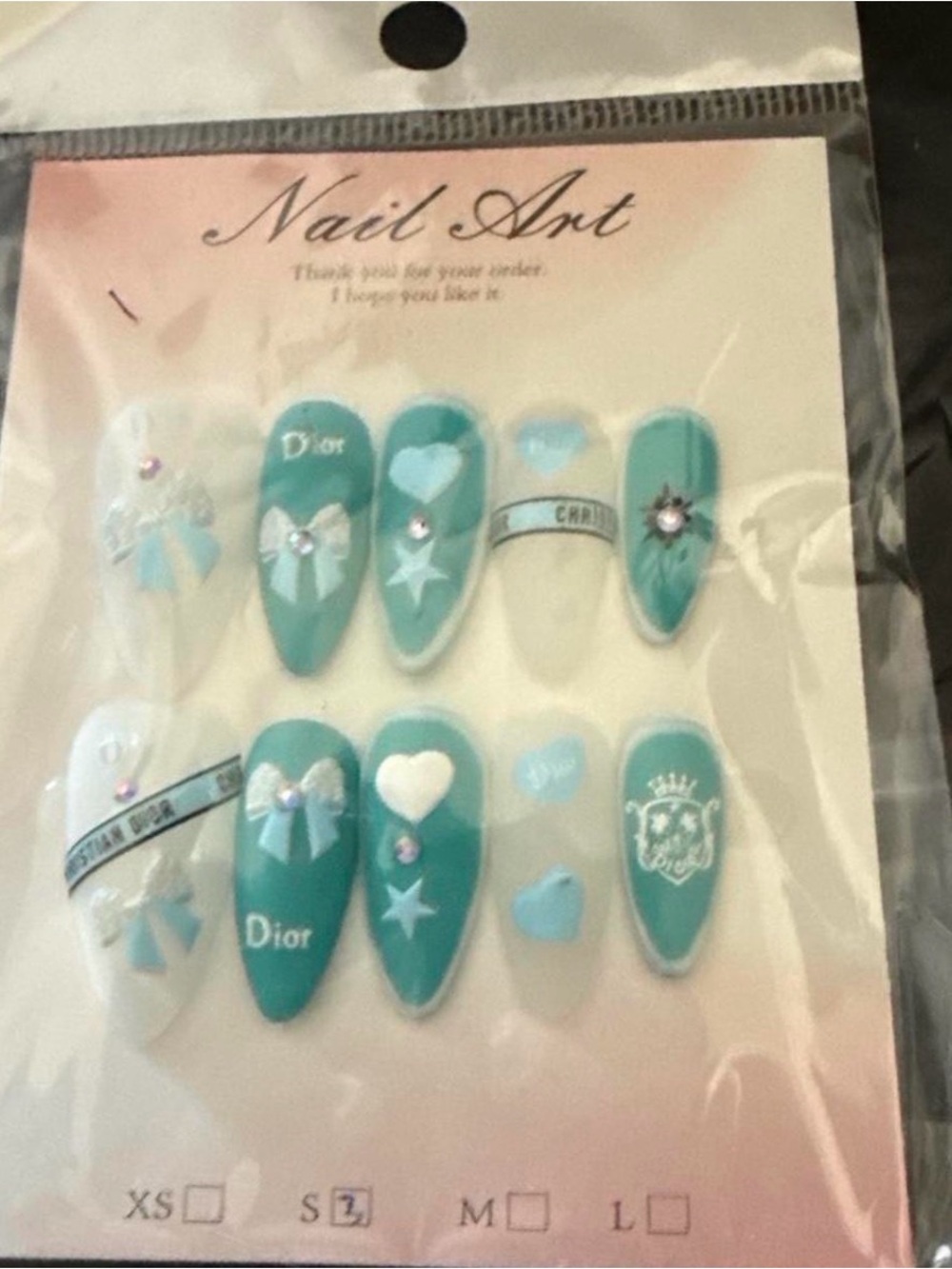 Teal & White Decorative Press-On Nails for Kids - Nail Art Set